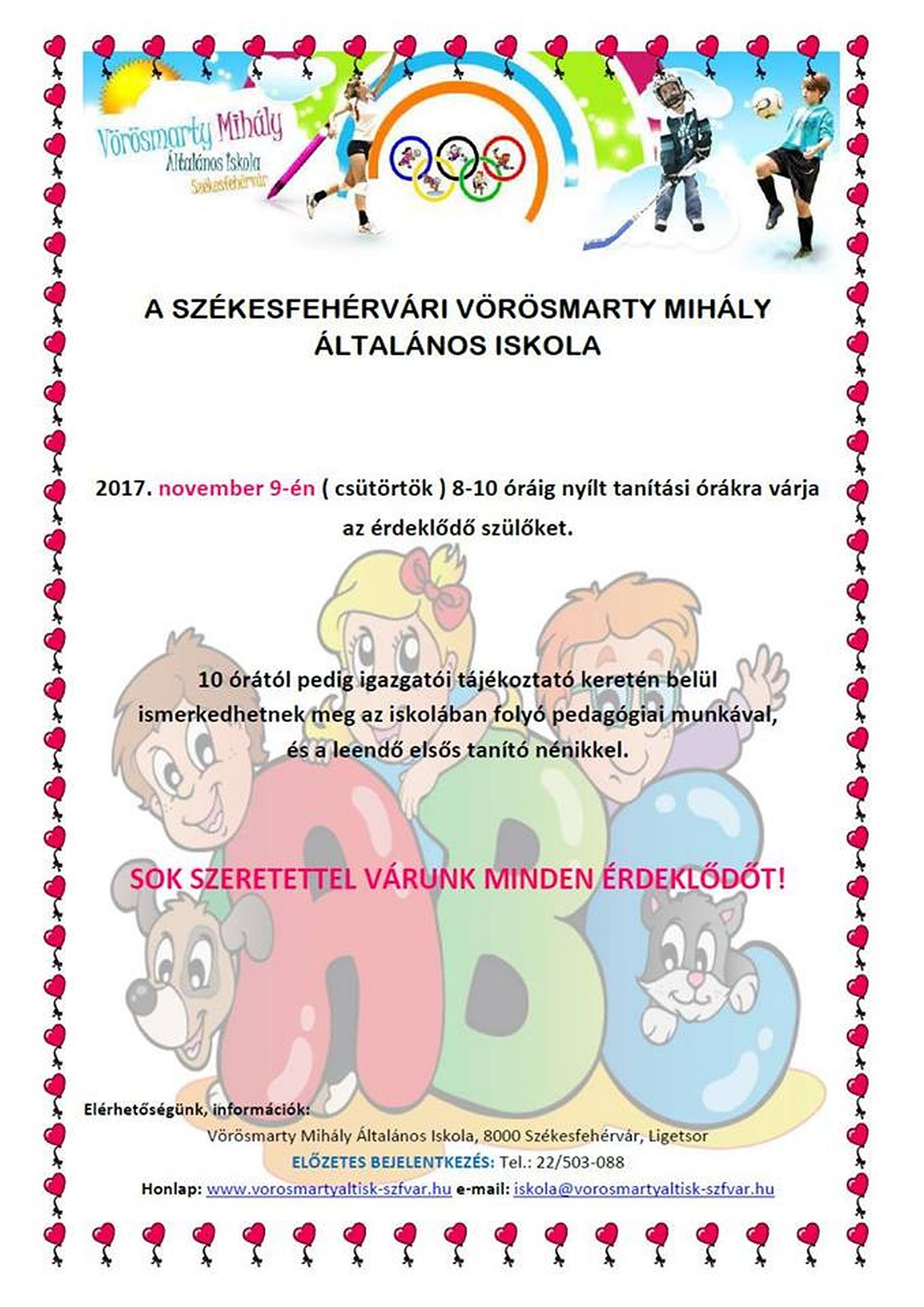 Nyílt tanítási órák lesznek a Vörösmarty Mihály Általános Iskolában csütörtökön